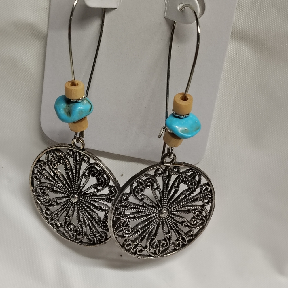 Silver and Turquoise Dangle Earrings